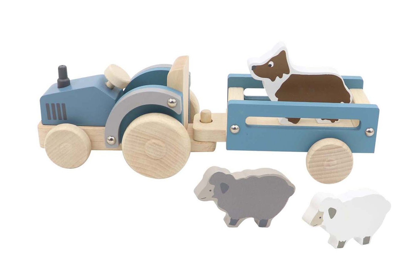 WOODEN TRACTOR WITH SHEEP DOG - Bamboo Sprout